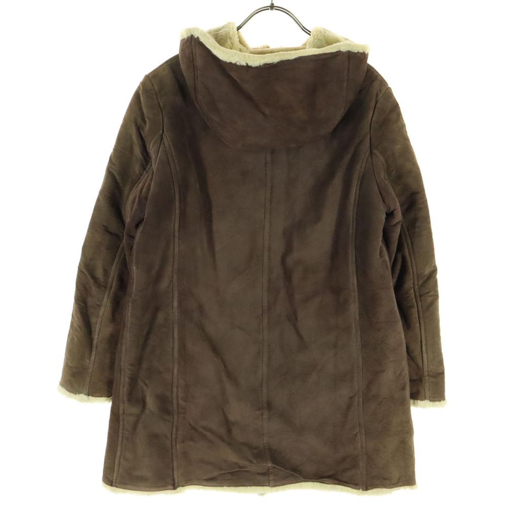 KETTY Long sleeve Boa liner with hood Leather coat M Brown Women Used