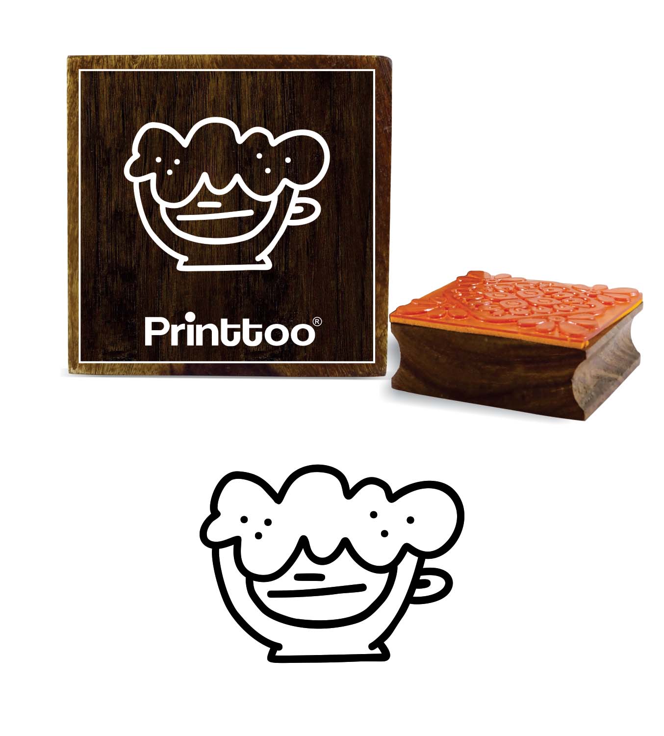 

Printtoo Cup Design Квадратный деревянный резиновый штамп Дневник Карточка Коричневый блок с принтом-2 x 2 2 x 2 Inches коричневый
