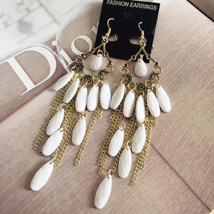 

Ретро мода универсальные серьги с индивидуальностью богемные длинные серьги с бахромой легкая роскошь темперамент аксессуары