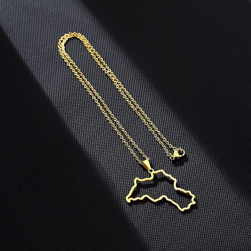 Trendy Kurdistan Map Shaped Pendant Necklace Map and City Necklace Long Choker Gothic Party Fashion Jewelry