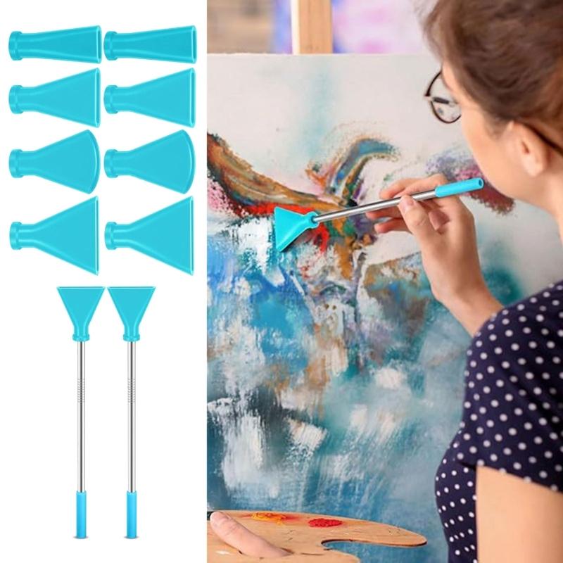 Multifunctional Acrylic Pouring Tool Set 8 Blowing Nozzles Stainless Steel Straws 4 Size Combinations Paint Supplies