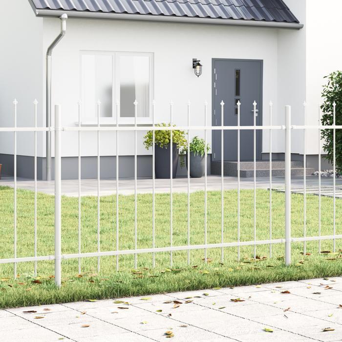 Clôture de jardin vidaXL avec sommet en pointe blanc 13,6x1 m en acier 3334160