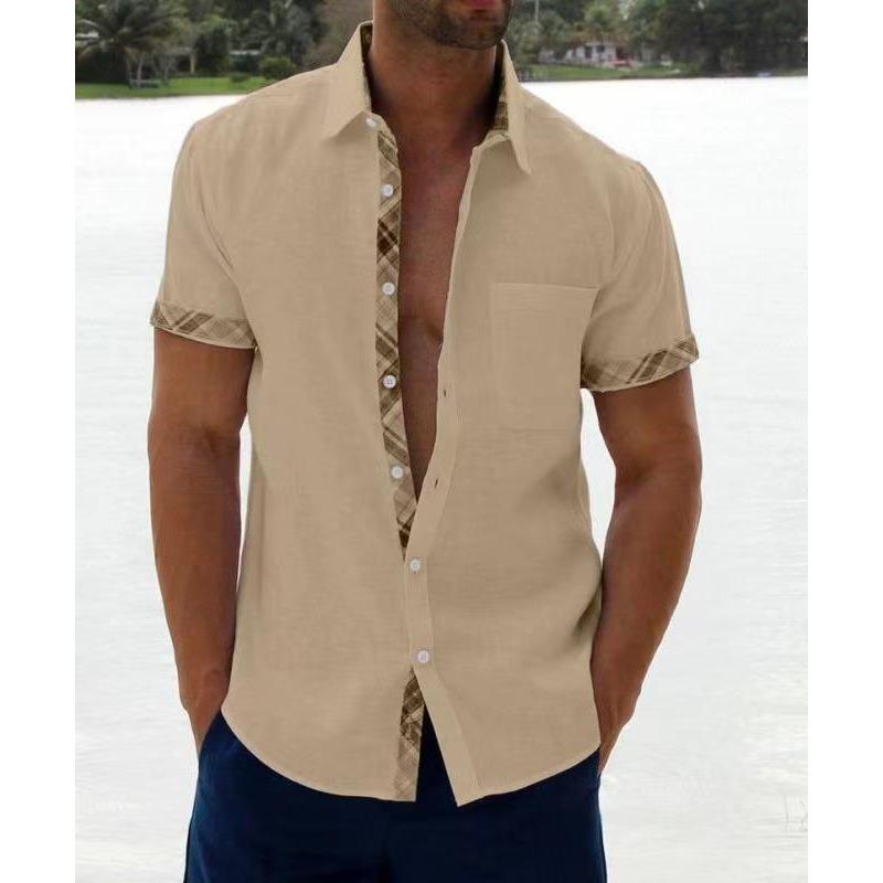 Summer New Arrival Men Lapel Short Sleeve Shirt Casual Classic Versatile Daily Fashion Tops