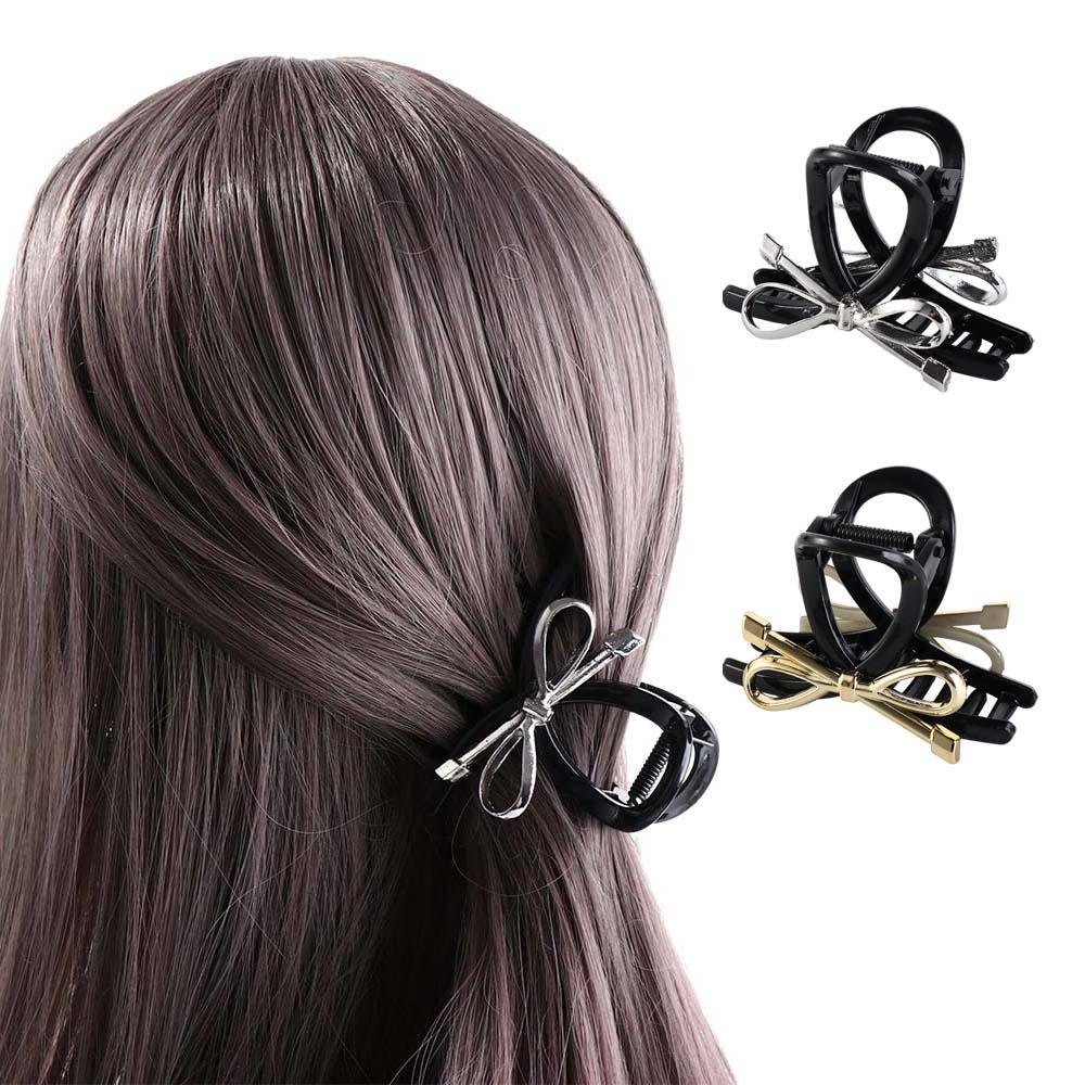 Acrylic Bow Hair Claw Korean Style Bow Crab Clip Cool Metal Bow Claw Clip  Ladies