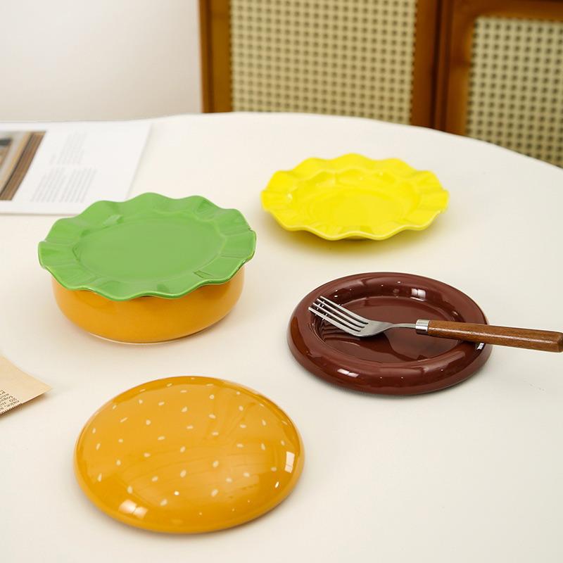 Naczynie na hamburgera Naczynie przyprawowe Sześcioelementowy zestaw Naczynie do maczania Urocza zastawa stołowa Ceramiczne podszkliwne kolorowe Naczynie na sos sojowy Gospodarstwo domowe Dodatek