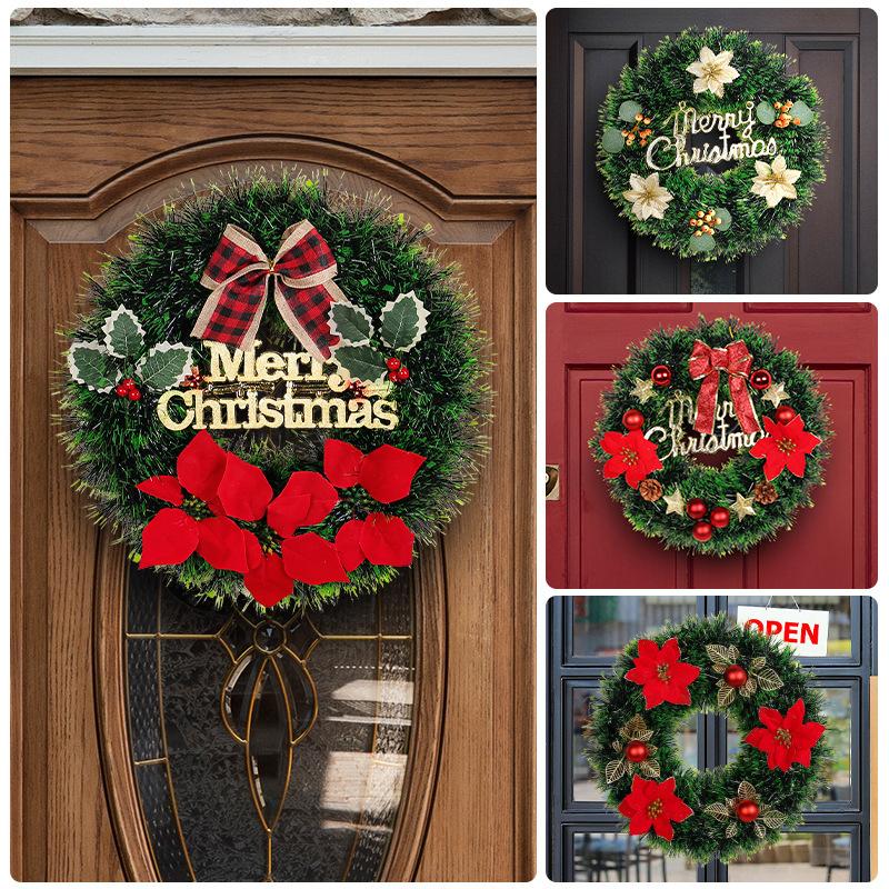Christmas Flower Wreath Door Hanging Merry Christmas Home Christmas Decoration Holiday Pendant