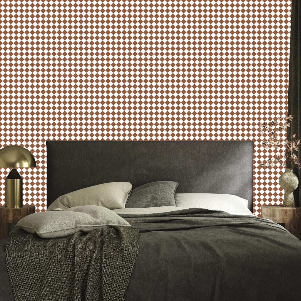Geometric Rhombus Wallpaper Beige, Orange and White 50x1000
