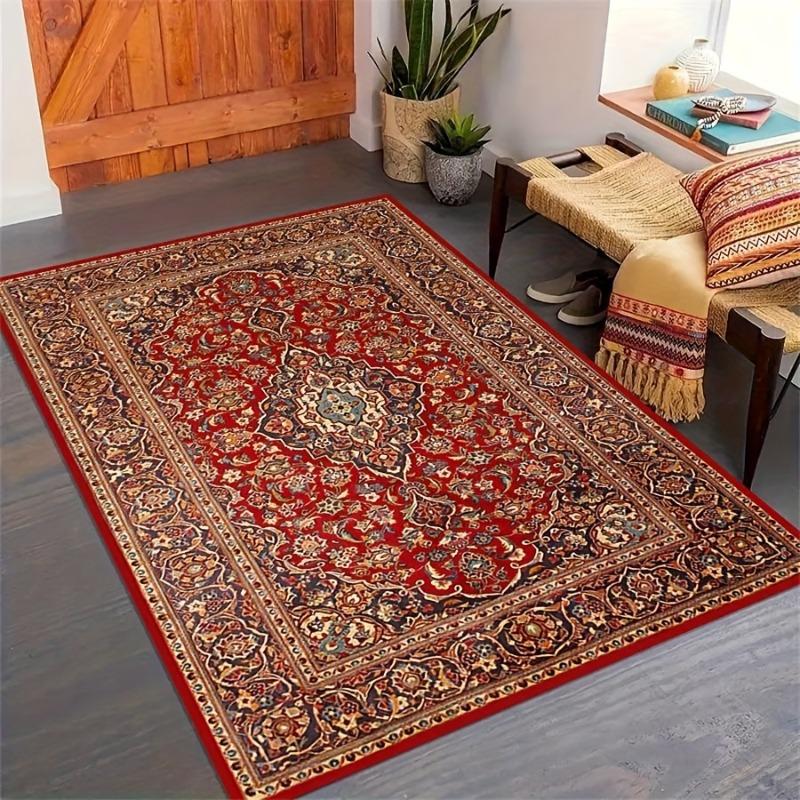 1pc Flannel Carpet American Style Living Room Bedroom, Bedside Blanket Washable Bottom Foldable, Washable Door Soft Carpet Mat