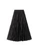 Women's 2026 Spring Textured Pleated Skirt - High Waist, Large Hem, Long Length, Simple Style