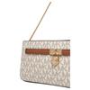 Michael Kors Hamilton Moderne Lettered All-over Gold Hardware Coated Canvas Crossbody Bag Mini Women's Vanilla White