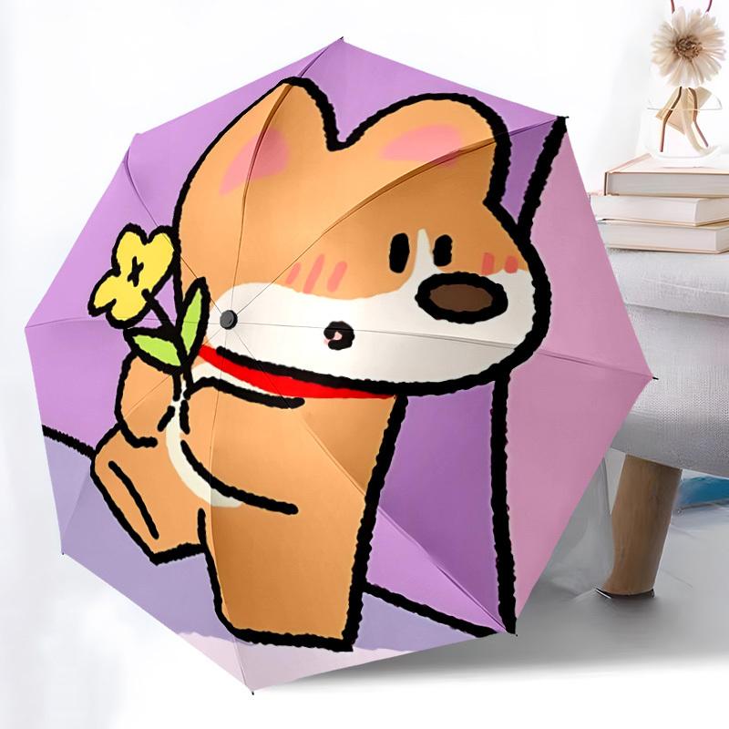 1pc Flower Cartoon Adventure Auto Open/close, 8-Rib Iron Frame, Compact Folding Cute Umbrella All-Season Portable Umbrella for Travel0104008