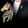 Luxury Retro Animal Brooch Crystal New Year Lapel Pin Exquisite Vintage Horse Brooch  Formal Events
