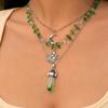 Ethnic Style Gravel Beaded Necklace Tassel Stacked Flower Leaf Necklace