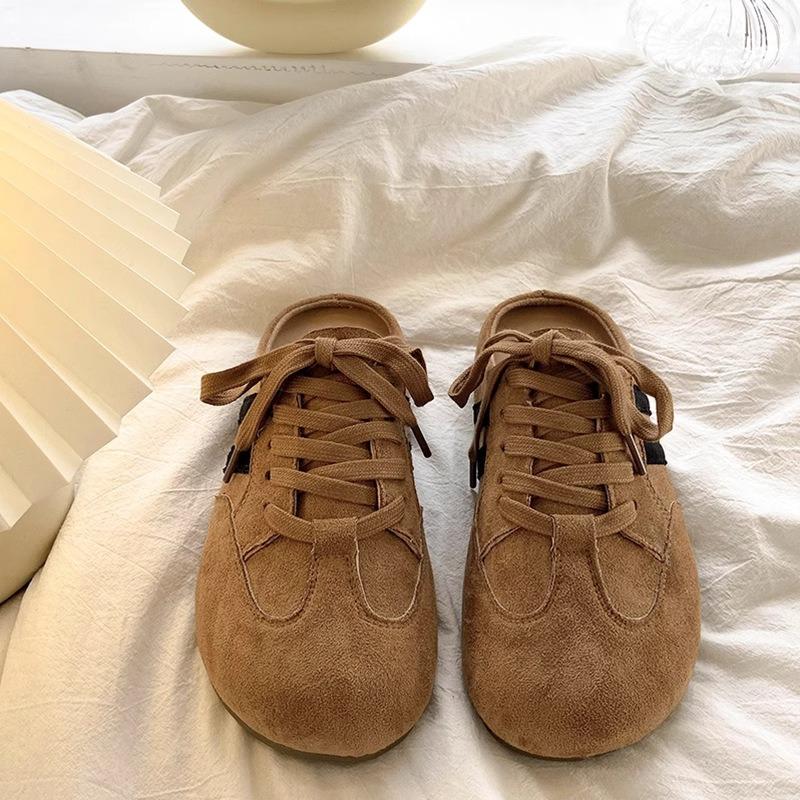 Temperament bag head half slippers women wear new spring and autumn thick bottom lazy pedal