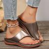 Fashion Gold Slip Toe Soft Sole Sandals Women Summer 2025 Comfortable Platform Casual Slides Woman Pu Leather Plus Size Flat Slippers