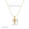 Gold Plated Stainless Steel Crystal Cross Pendant Necklace for Women