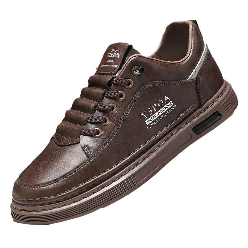 2025 Spring New Board Shoes Leather Work Shoes Korean Version Casual One-pedal Men's Versatile and Comfortable Student Men's Shoes