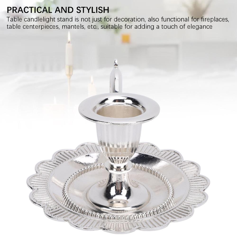 Zinc Alloy Taper Candle Holder Drip Catcher Tray Handheld Candle Stand Home Decoration