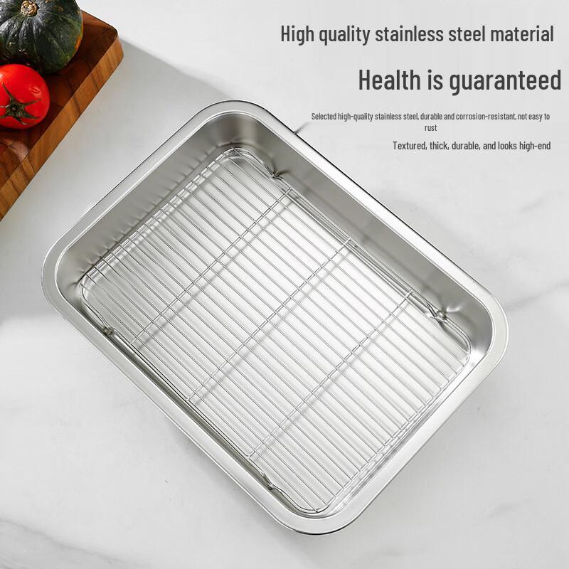 304 Stainless Steel Deep Square Steaming & Draining Pan with Mesh Insert