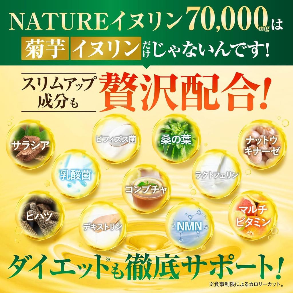 NATURE Inulin 70,000mg, Water-soluble dietary fiber equivalent to 200 heads of lettuce, 22 carefully selected ingredients, Tablets, Jerusalem