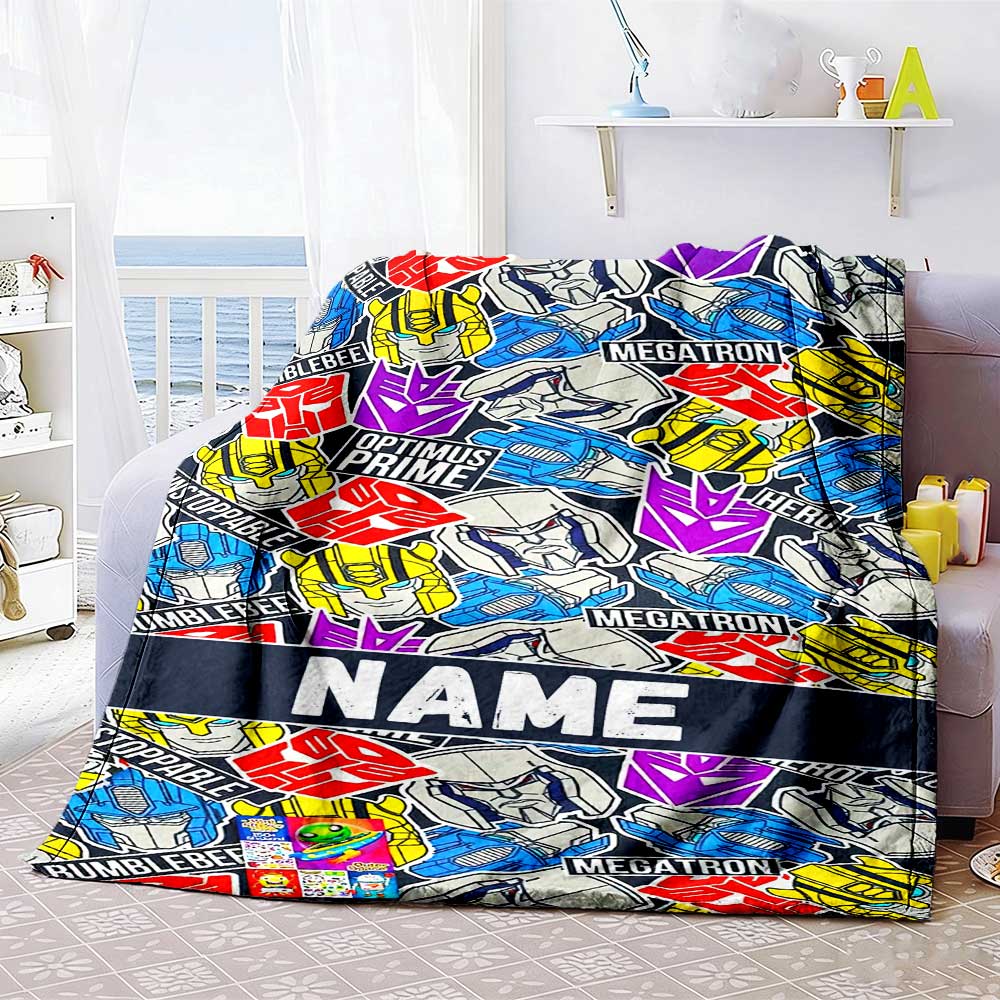 Love Transformers (11) Personalized Text Blanket Lightweight Personalized Blanket Durable Comfort Versatile for Nap Bed Office Home Decor