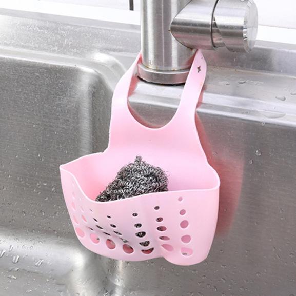 Plastic Sink Storage Hanging Basket for Kitchen Sponge Holder Dishcloth Organizer with Drain Holes and Hooks for Easy Hanging and Space Saving