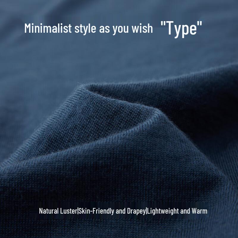 EMZ Erdos Men's 100% Cashmere Short-Sleeve Round Neck Sweater