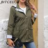 BITCED Autumn/Winter Detachable Hood Trench Coat Plus Size Women's Raincoat