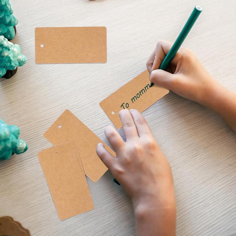 Pack Of 100 Blank Rectangular Hang Tags With Rounded Corners Paper Tags For Products And Branding Blank Kraft Paper Price Tags