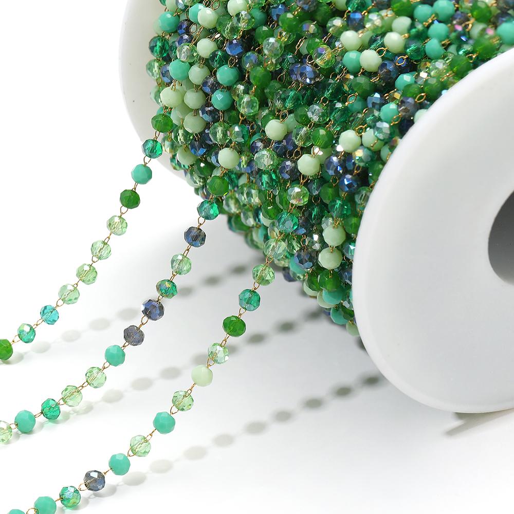 1 Meter Colorful 3mm Beads Beaded Chain Glass Crystal Beads Necklace Chain Accessories for Jewelry Making Components Crafts DIY