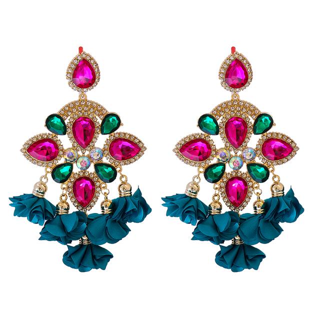 Kaimei Fashion Jewelry Boho Earrings Big Earrings for Women Rhinestones Pendant Crystal Statement Drop Earrings Fashion Jewelry