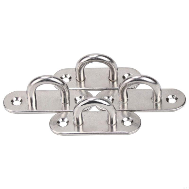 2025 New 6Pcs 5mm Boat Yacht Fixing Buckle Stainless Steel Eye Plate Oblong Oblong Pad Eye Plates Ceiling Wall Mount U Hook