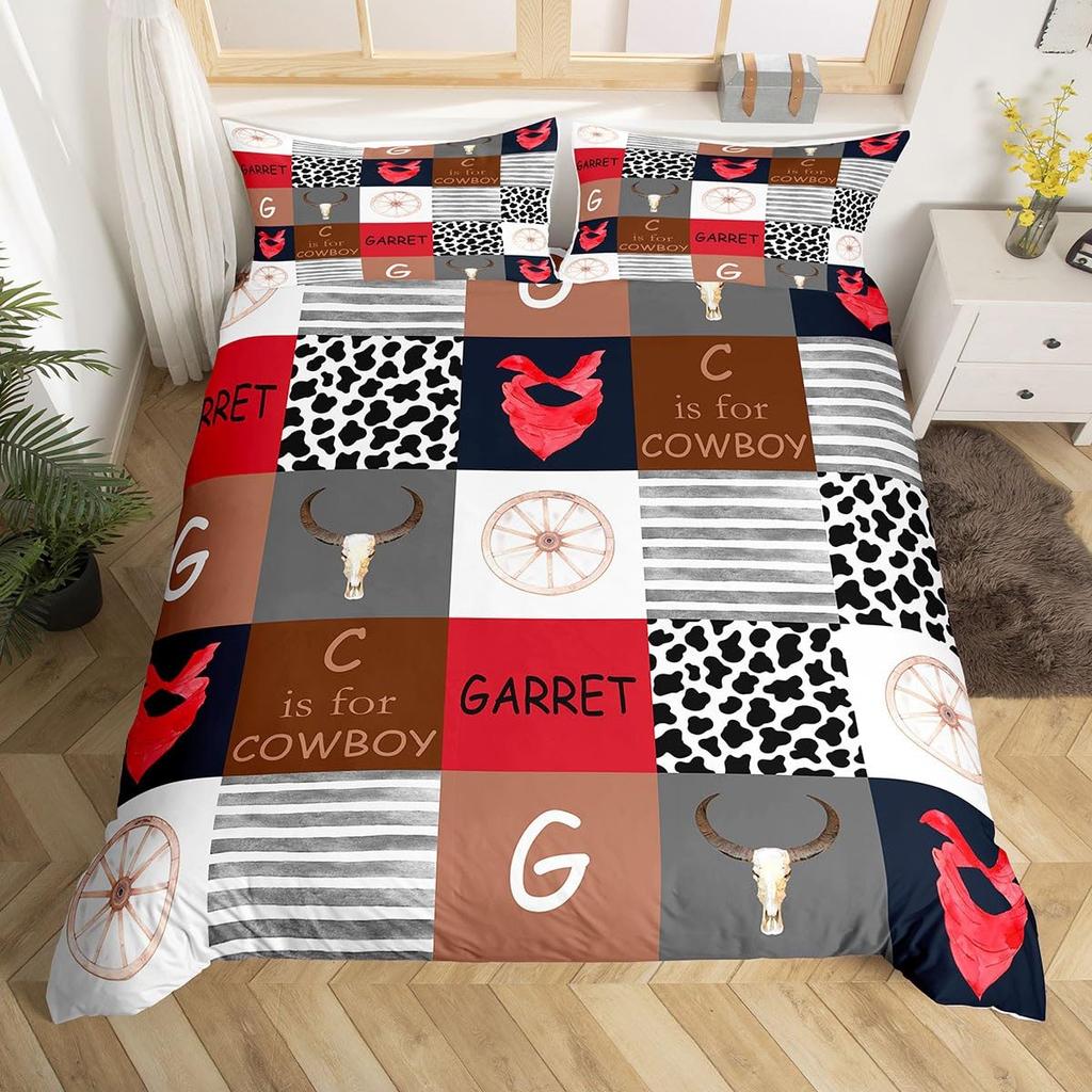 Bull Skull Bedding Set Boho Mandala Duvet Cover for Children Teens Bohemian Feather Print Comforter Cover Animal Skull Pattern