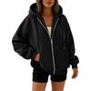 Women's Oversized Hoodie Zip Up Sweatshirt Casual Long Sleeve Drawstring Hooded Jacket Lightweight Pullover with Front Pockets for Everyday Wear