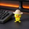 Angry Little Yellow Duck Figurine 4Pcs 3D Printed Figurines, Mini Grumpy with Straw Hat, Compact Ornament for Monitor Stand Cute Cross-Arms