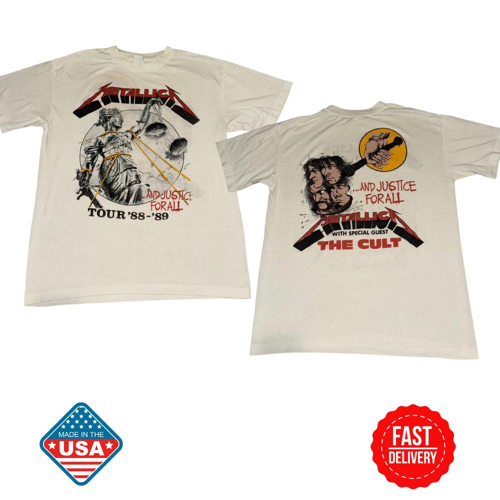 Vintage 1988 Metallica & The Cult Tour T-Shirt - Rare Rock Band 80s Tee Inspired Unisex T-Shirt XXXXL
