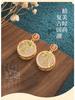 Chinese Style Hanfu-Style Enamel & Jade Imitation Stud Earrings with 925 Silver Needle
