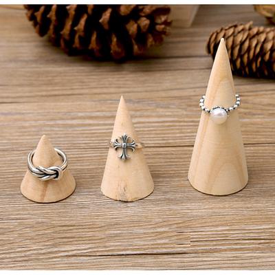 MagiDeal Unlackierter schlichter kegelförmiger Holz-Ehering-Schmuckständer-Halter-Organizer Decoupage