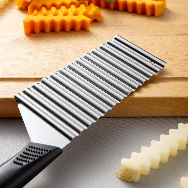 Stainless Steel Potato Crinkle Wavy Slicer Knife French Fries Dough Vegetable Fruit Potato Cutter Chopper Kitchen Maker Tool