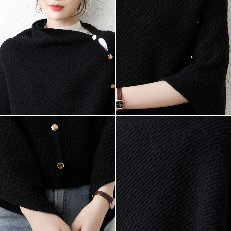 Elegancki dziergany szal peleryna: Modny jesienny kardigan i kamizelka dla kobiet