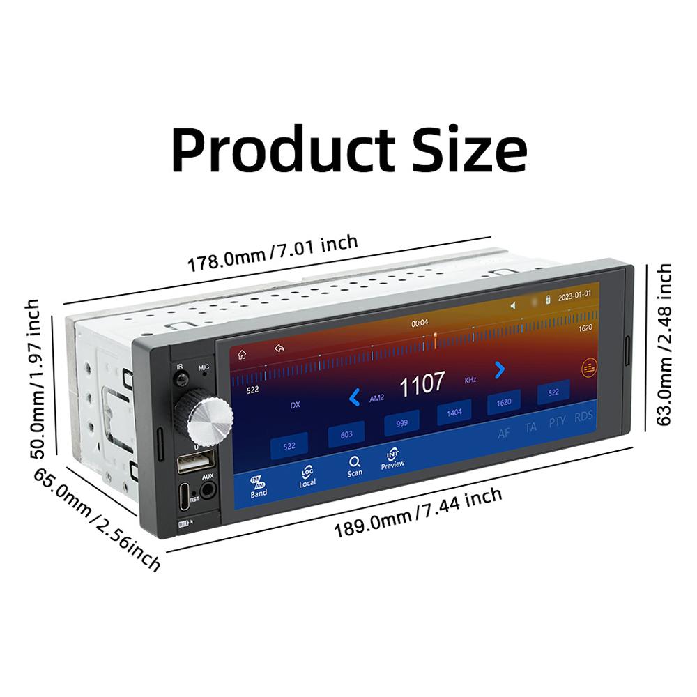 6.36 Inch Car Stereo BT MP5 Player RDS Radio Support HandsFree Calling UDiskAUXin Phone