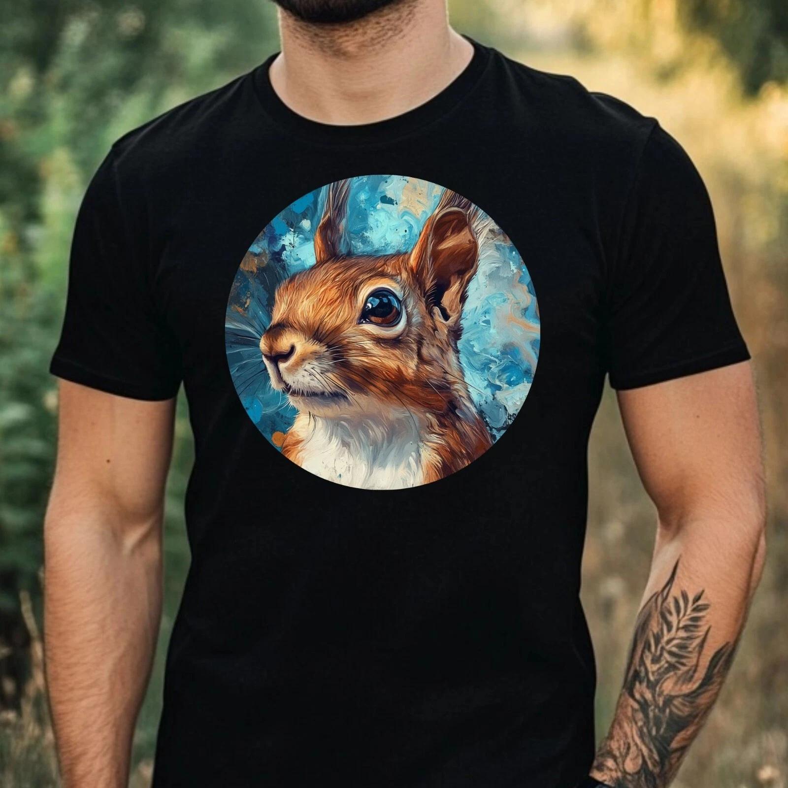 T-Shirt Herren Eichhörnchen Portrait Motiv Baumwolle Größe XS bis 5XL XXL