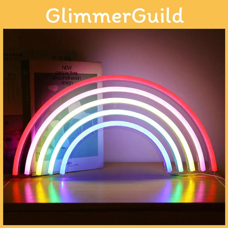 Led Colorful Rainbow Neon Sign Light Wall Hanging Night Lamp Bar Party Home
