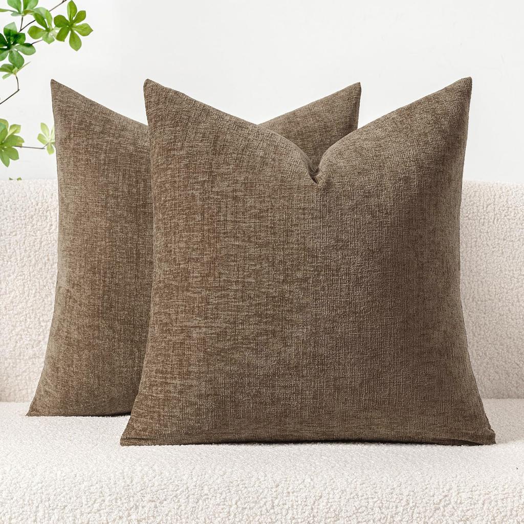 2pcs Thickened Bamboo Pattern Chenille Pillow Covers, Contemporary Style, Zipper Closure for Sofa, Bed, Bedroom, Dining Room - No Filling Included