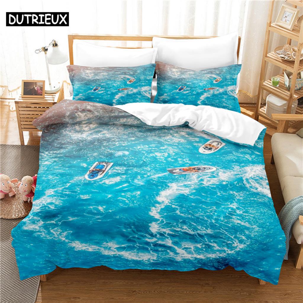 Comforter 3D Digital - Printed Beautiful Ocean - Themed Queen - Sized With Fashionable Design