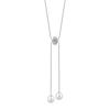 Autumn And Winter Fashionable Simple Long Fringed Necklace Women'S Pearl Zircon Rubik'S Cube Sweater Chain Autumn And Winter Versatile