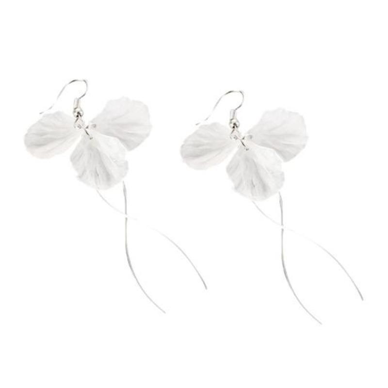 Elegant Flower Petal Hook Earrings Long Dangle Jewelry Women Birthday Gifts серебряный