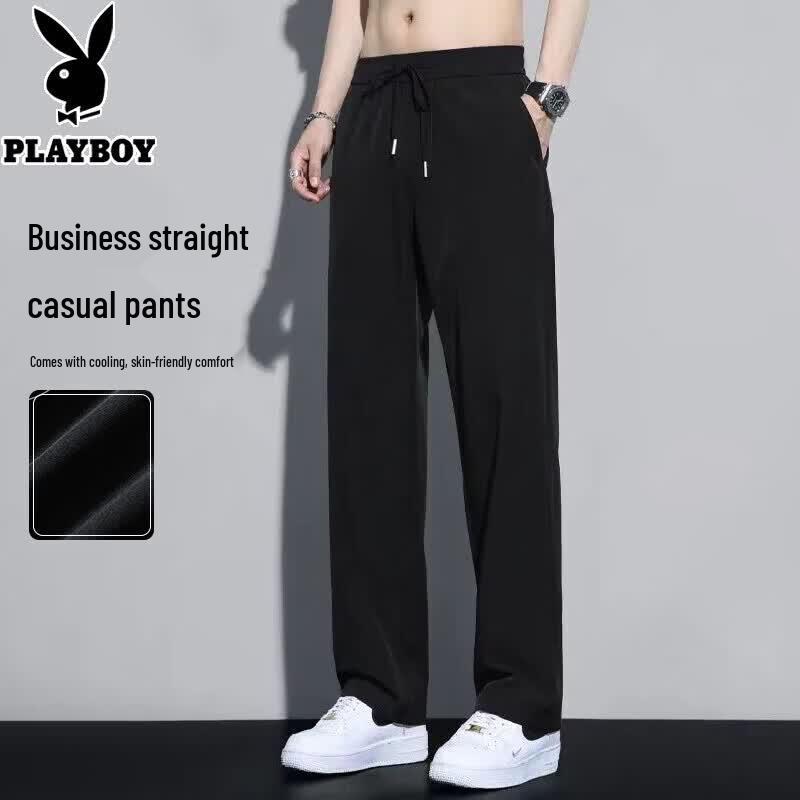 PLAYBOY Men s Summer Casual Straight-Leg Stretch Trousers 4XL