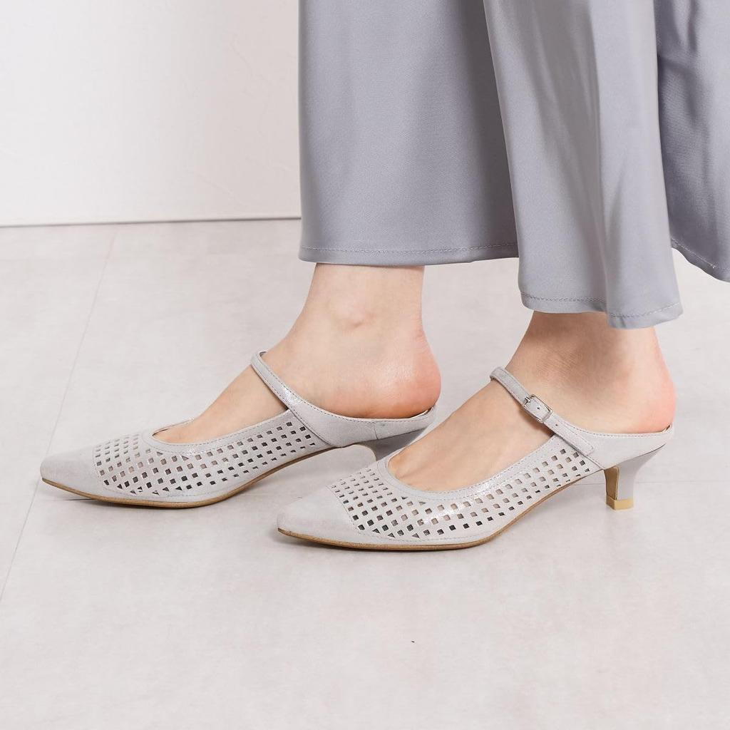 HIMIKO/Himiko/Pointed Toe Mesh Mule/651512 Gray 240