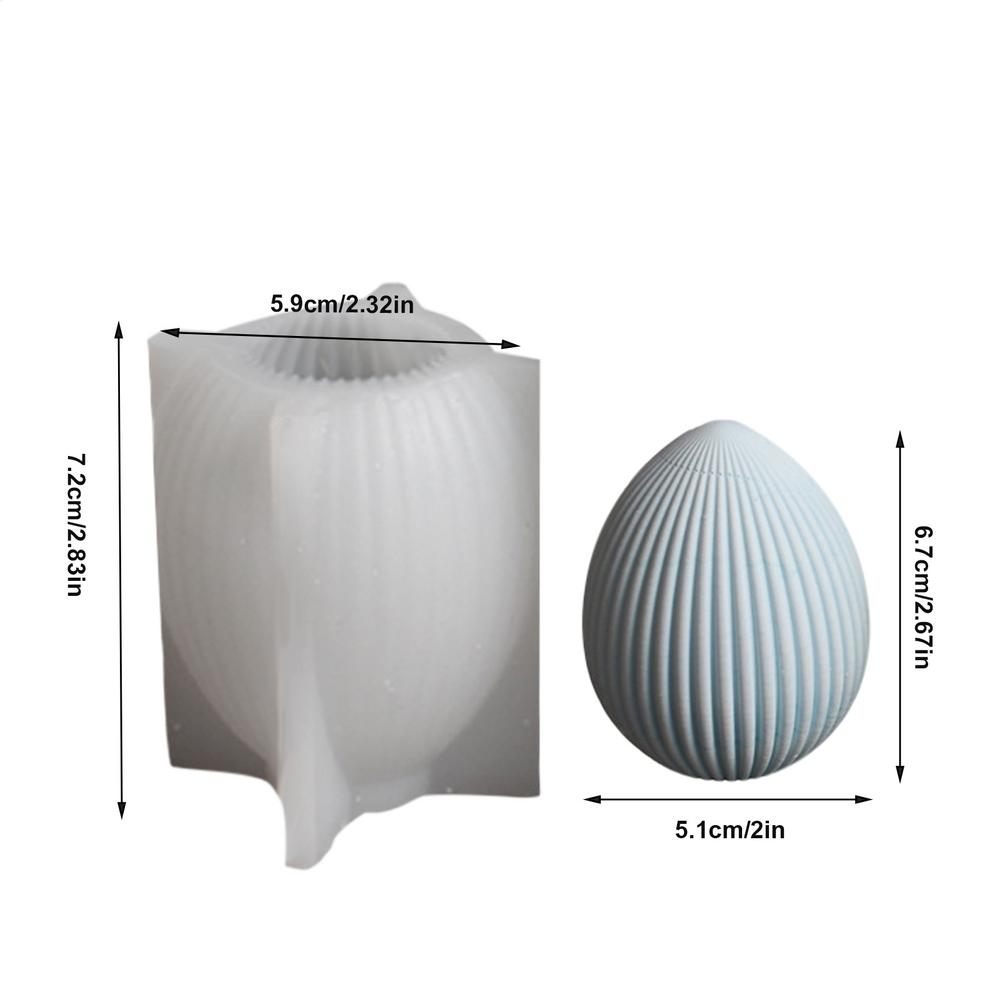 Ribbed Egg Rabbit Ear Candle Mold Aesthetic Silicone Mould Geometric For Easter Decor Aesthetic Silicone Mould Soy Wax Mold